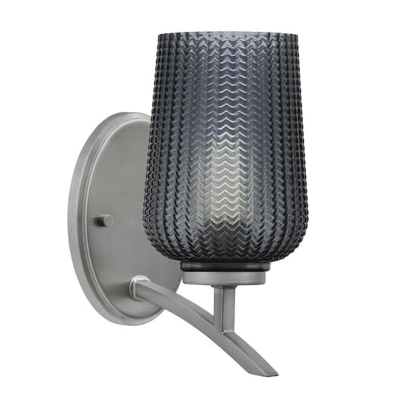 Siena 5 in. 1-Light Graphite Sconce with 5 in. Smoke Textured Glass Shade No Bulb Included