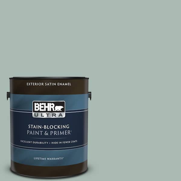 BEHR ULTRA 1 gal. #BXC-85 Quiet Teal Satin Enamel Exterior Paint & Primer