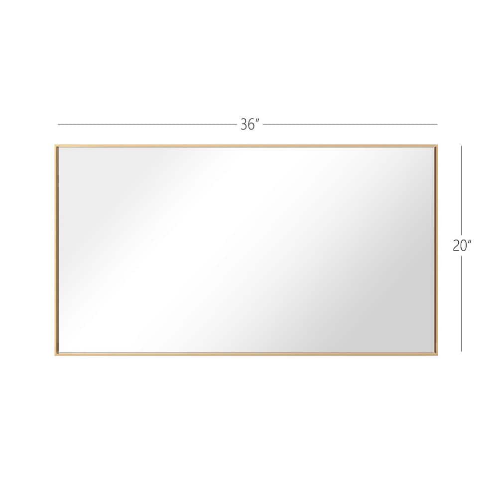 Sleek Gold Aluminum Framed Rectangular Bathroom Vanity Mirror 36"W x 20"H