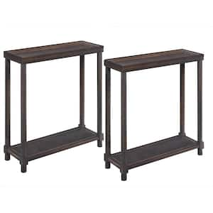 Harrison 8in. W Side End Tables With Shelf, Set of 2, Espresso