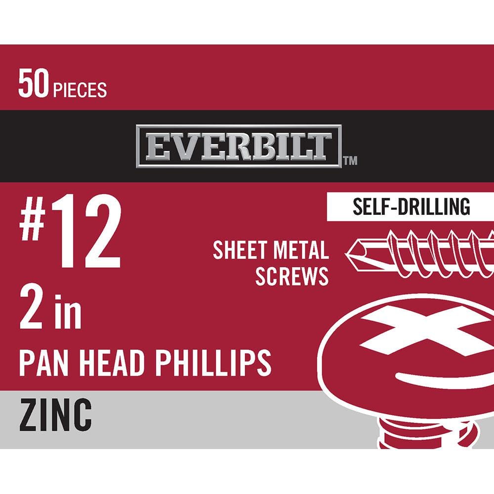 "#12 x 2 in. Phillips Pan Head Zinc Plated Sheet Metal Screw (50-Pack)" price history on PriceWatchPro