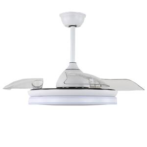 42 in. LED White Retractable Ceiling Fan with Light and Remote Control