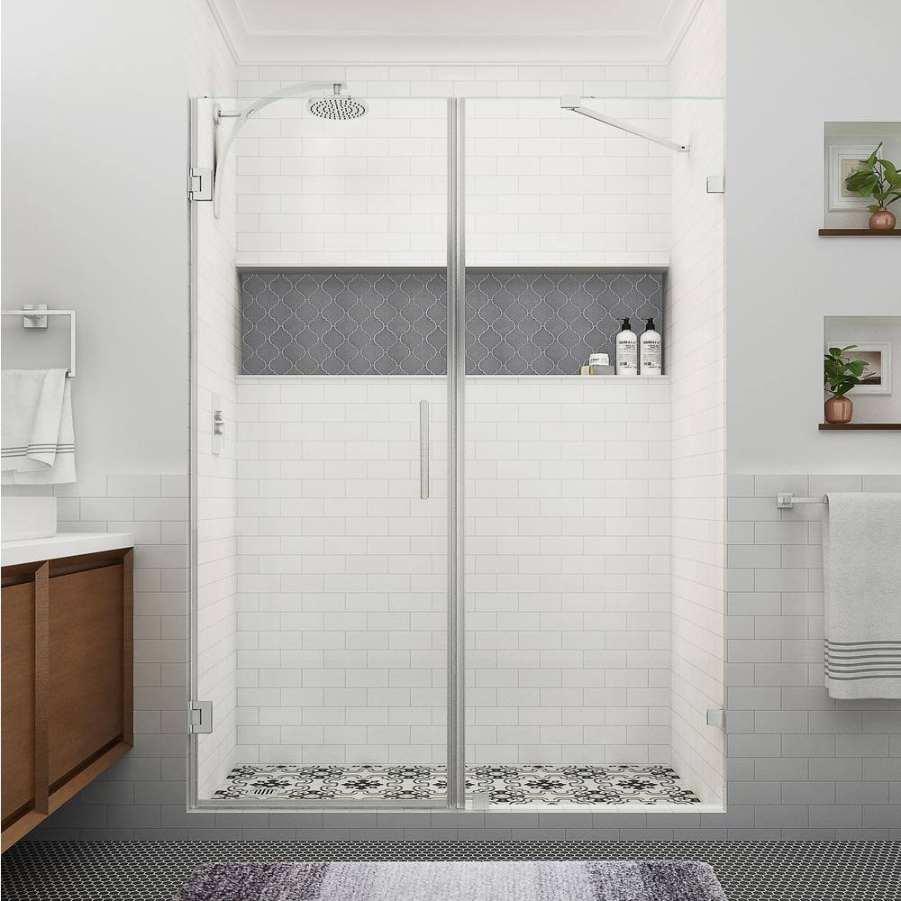 Nautis XL Frameless Clear Glass Shower Door with Stainless Steel Frame