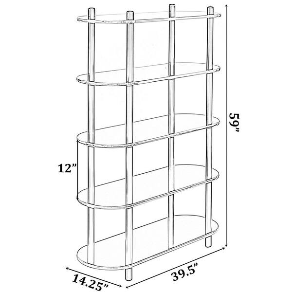 FABULAXE Industrial 42.5 in. Brown Wood and Metal 3-Shelf Etagere Bookcase  Open Storage Free Standing Bookshelf QI003995.M - The Home Depot