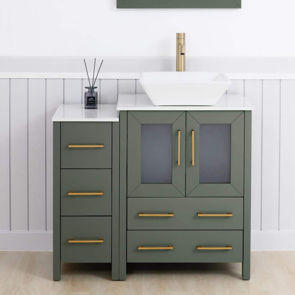 Reviews for Vanity Art 36 in. W Single Basin Vintage Green Bath Vanity ...