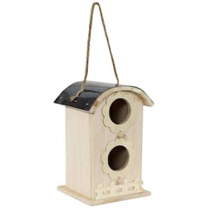 Sunnydaze 2-Level Wooden Small Bird Hanging Birdhouse