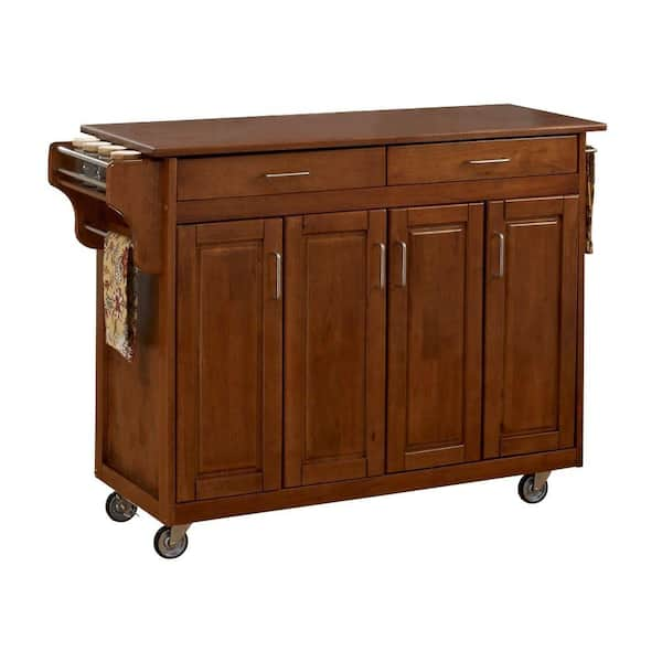 HOMESTYLES Create-a-Cart Warm Oak Kitchen Cart with Oak Wood Top