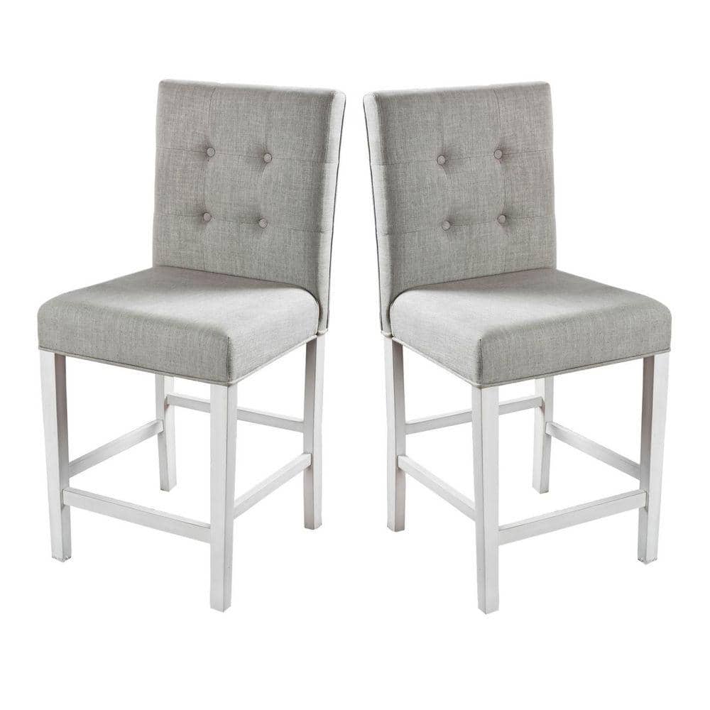 White and Gray Fabric Upholstered Solid Wood Counter Height Chair (Pack of 2) price history on PriceWatchPro
