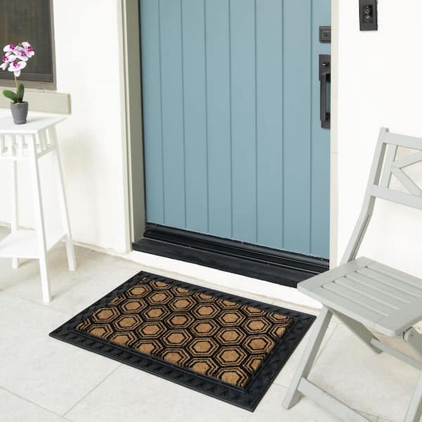 Black Weave 24 in. x 36 in. Rubber Door Mat Tray