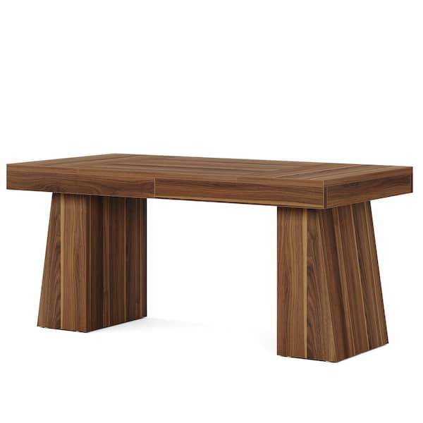 BYBLIGHT Moronia 55 in. Modern Rectangle Engineered Wood Executive Desk with Double Trapezoid Base