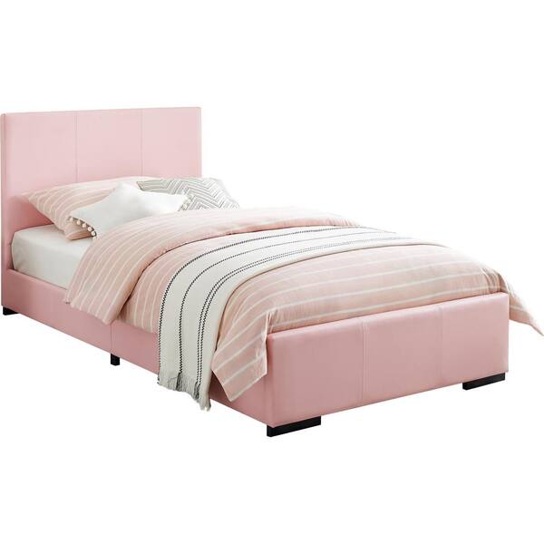 Camden Isle Hindes Pink Upholstered, Platform Corner Twin Bed Set