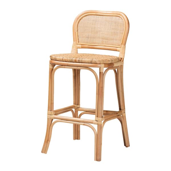 bali & pari Adrena 43.7 in. Natural Rattan Frame Bar Height Bar Stool