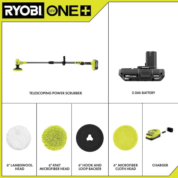 Ryobi ONE+ 18V Cordless Telescoping Power Scrubber: Home Depot