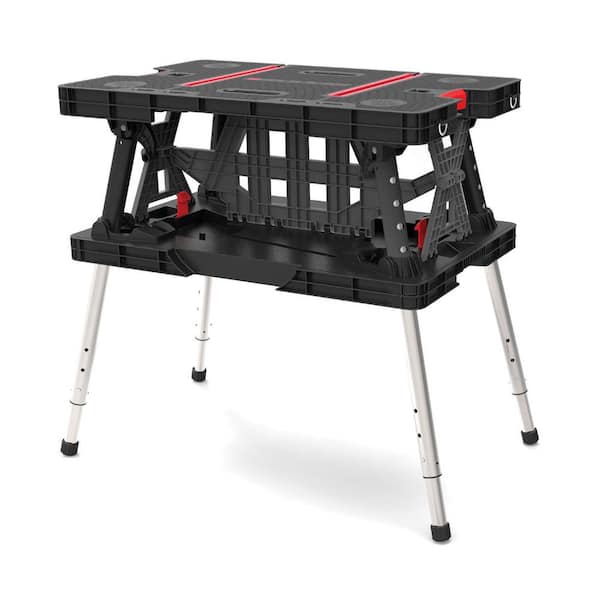 Keter 21.65 in. x 33.46 in. 33.7 in. Folding Work Table with Adjustable Legs