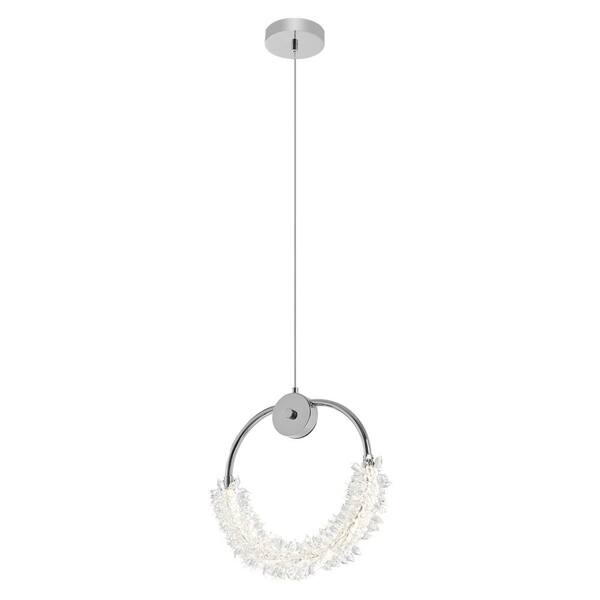 FIRHOT 24-Watt 1 Light Chrome Integrated LED Crystal Pendant Light