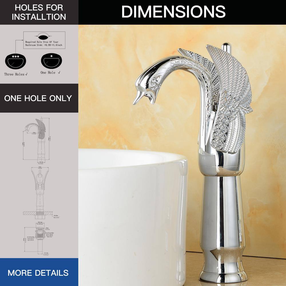 Polished Chrome Swan Single Handle Bathroom Vessel Faucet