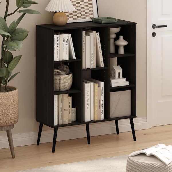 Furinno Claude 39.35 in. Tall Espresso Wood 8-Shelf Mid Century Style Bookcase