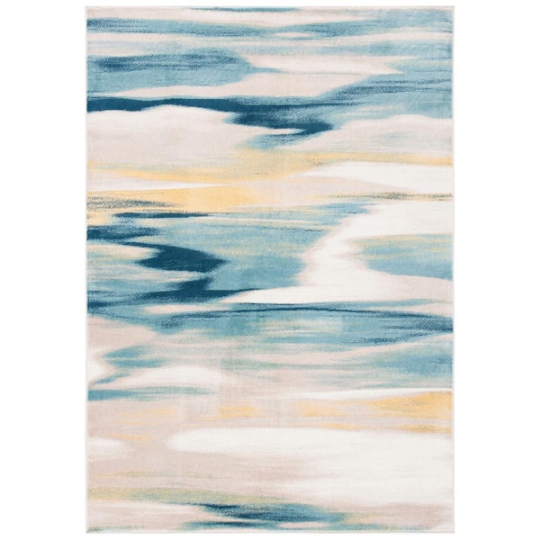SAFAVIEH Skyler Beige/Navy 4 ft. x 6 ft. Abstract Area Rug