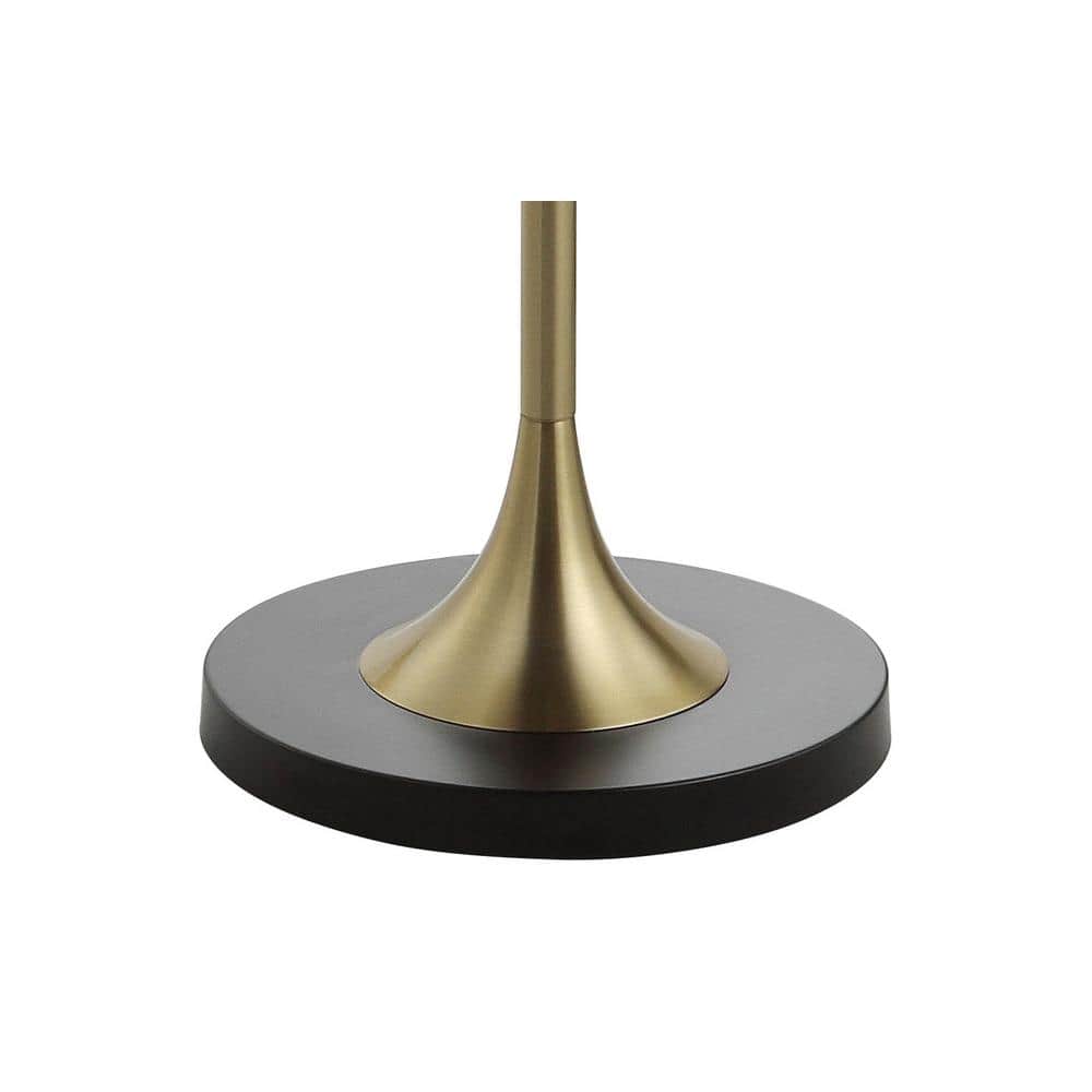 Transitional Black and Brass LED Floor Lamp with Integrated Wood Table