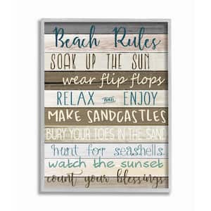 "Nautical Fun Beach Rules List Rustic Boardwalk Sign" by Kimberly Allen Framed Typography Wall Art Print 11 in. x 14 in.