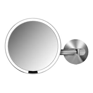 14 in. x 9 in. Wall-Mount Lighted Sensor-Activated Vanity Makeup Mirror in Brushed Stainless Steel Hard-Wired