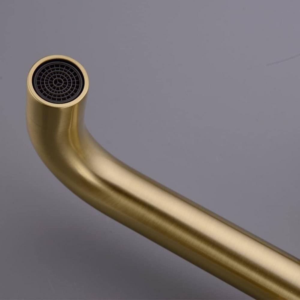 Brushed Gold Double Handle Wall Mount Bathroom Faucet