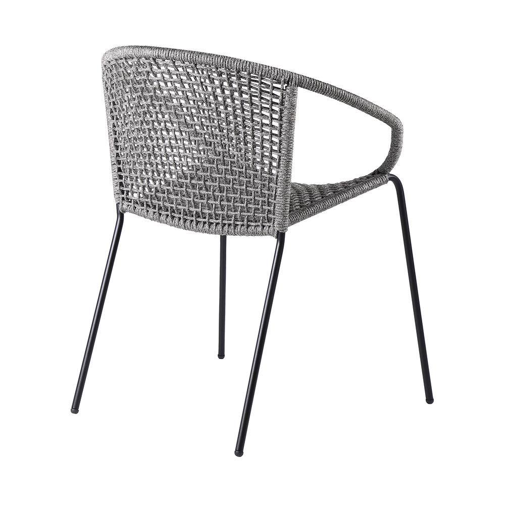 Contemporary Grey Rope and Steel Stackable Armless Chair, Set of 2