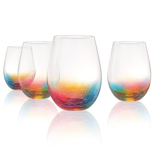 Neon 19 oz. Stemless Glass Set (4-Piece)