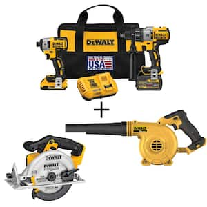 20V MAX Lithium-Ion Cordless Combo Kit, Circ Saw, Blower, (1) FLEXVOLT 6.0Ah Battery, and (1) 20V 2.0Ah Battery