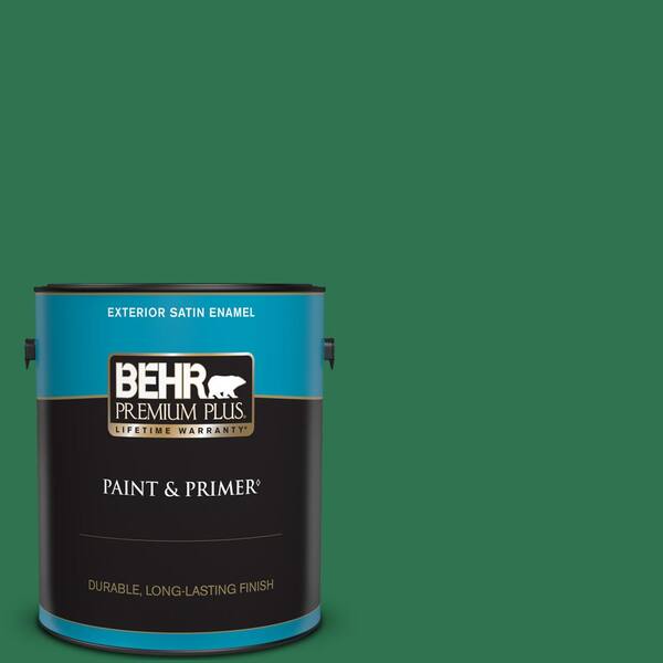 BEHR PREMIUM PLUS 1 gal. #P420-7 Crown Jewel Satin Enamel Exterior Paint & Primer