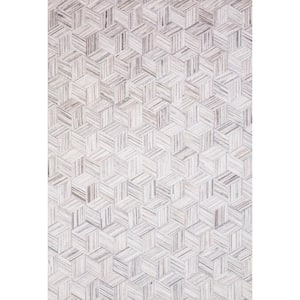 Maddox Lt Grey/Ivory 3 ft. 6 in. x 5 ft. 6 in. Contemporary 100% Polyester Area Rug