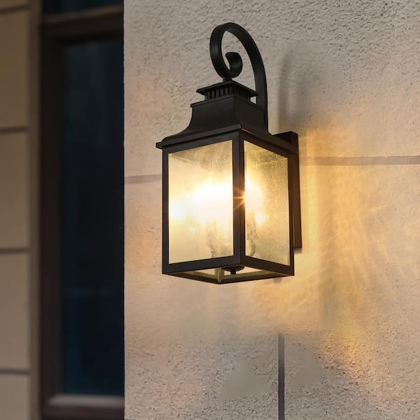 Tenleaf Large Outdoor Wall Lamps With Glass, Supports Multiple Types of Light Bulbs (1-Pack)