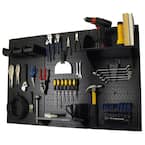 32 in. x 48 in. Metal Pegboard Standard Tool Storage Kit with Black Pegboard and Black Peg Accessories