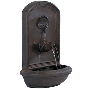 Seaside Iron Solar Powered Wall Fountain with Battery Backup