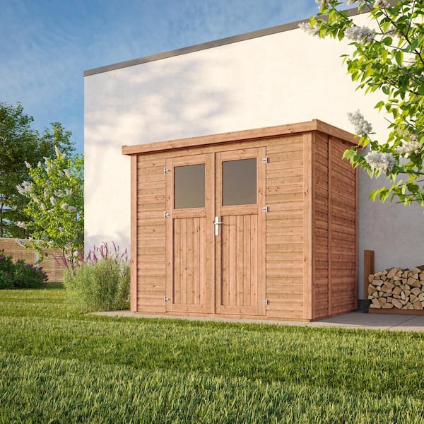 Leisure Season Urbano 8 ft. x 6 ft. Nordic Spruce Wood Lean-To Storage Shed with Double Door (48 sq. ft.)