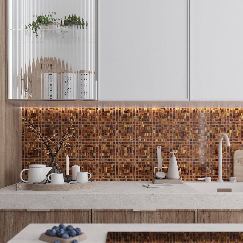 Celestial Bronze 12" x 12" Glass Mosaic Wall and Floor Tile