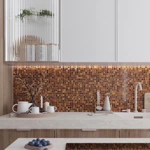 Celestial Glossy Bronze 12 in. x 12 in. Glass Mosaic Wall and Floor Tile (20 sq. ft./case) (20-pack)