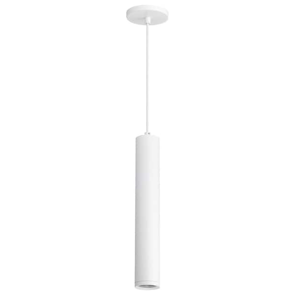 SATCO Century 12-Watt 1-Light Matte White Cylinder Integrated LED Mini Pendant Light with Clear Acrylic Shade