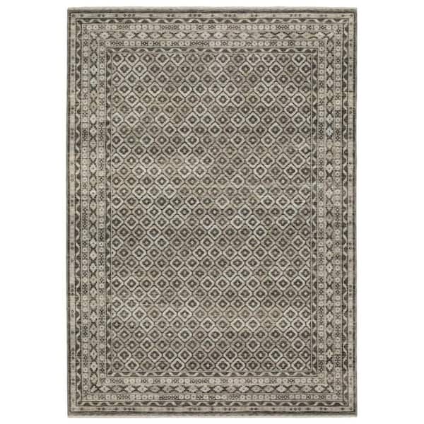 8 ft. x 11 ft. Gray, Beige Geometric Washable Area Rug