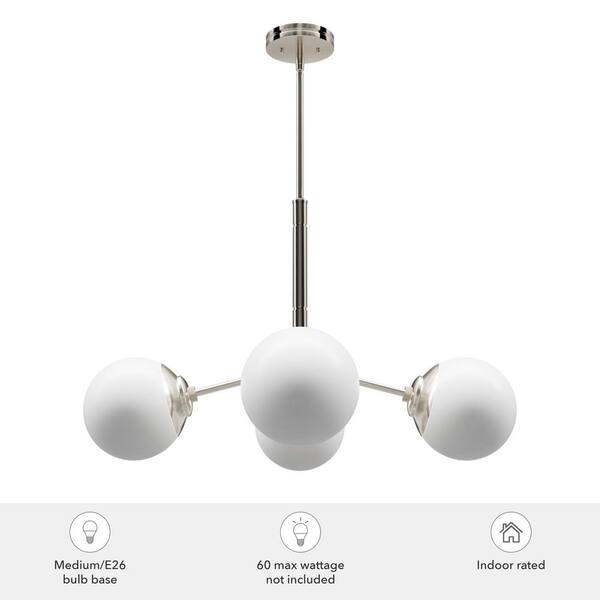 Hunter Hepburn 4-Light Brushed Nickel Modern/Contemporary Led Chandelier