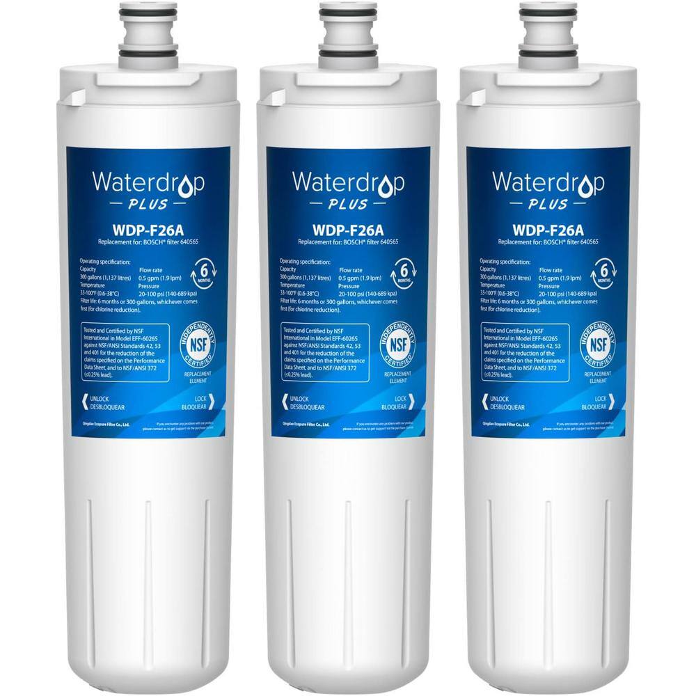WDP-640565-3 Refrigerator WaterFilter Reduce PFAS Replacement for Bosch 640565, NSF401,53&42 Certified (3-Pack) -  Waterdrop, BL-WDP-640565-3