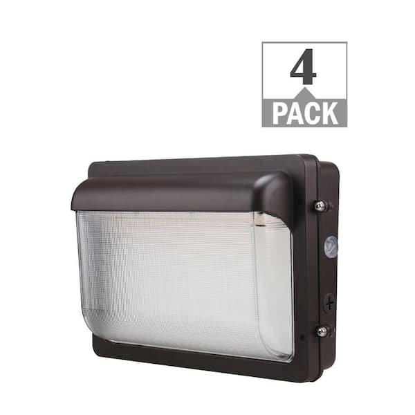 ETI LIGHTING 400-Watt Equivalent Modern Slim Integrated LED Bronze Wall Pack Light Adjustable 9600-13800 Lumens and CCT (4-Pack)