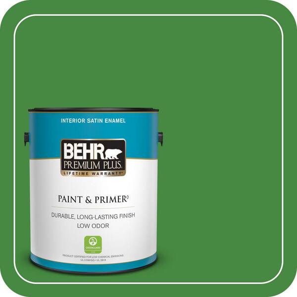 BEHR PREMIUM PLUS 1 gal. #T12-9 Level Up Satin Enamel Low Odor Interior Paint & Primer