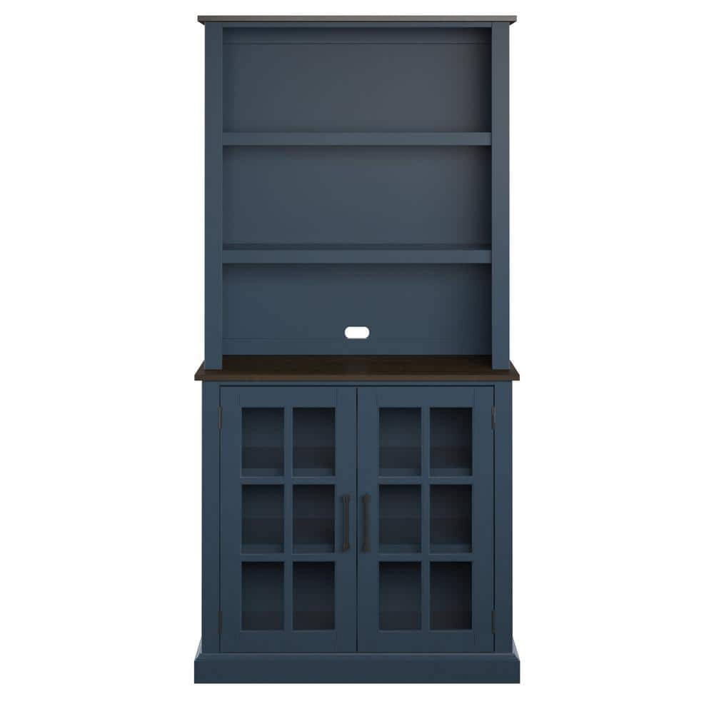 Fontana Blue and Dark Wood 36" China Cabinet Hutch