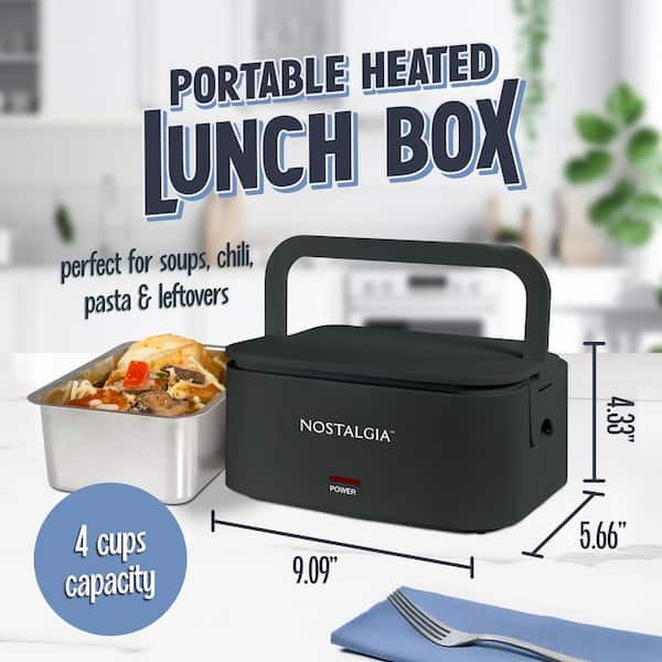 Nostalgia Black 32 oz. Portable Heated Lunch Box NLB4BB - The Home