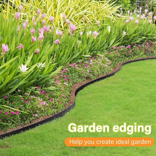 Phewnyzo 1.5 in. x 100 ft. Plastic Landscape Edging with 120 Metal