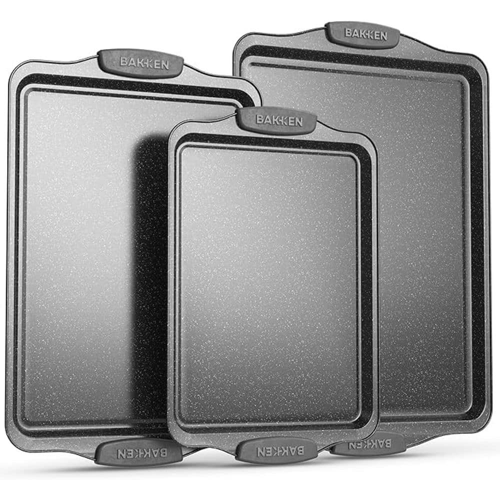 BakkenMaster Cookie Sheets for Baking-3-Piece Set-Gray Marble BKBSGRYMAR3 - The Home Depot