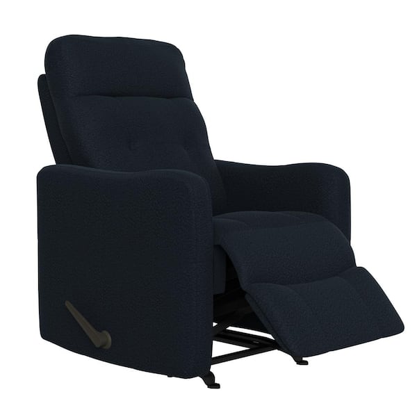 ProLounger Navy Blue Velour-Like Fabric Rocker Recliner Chair with Tufted Back