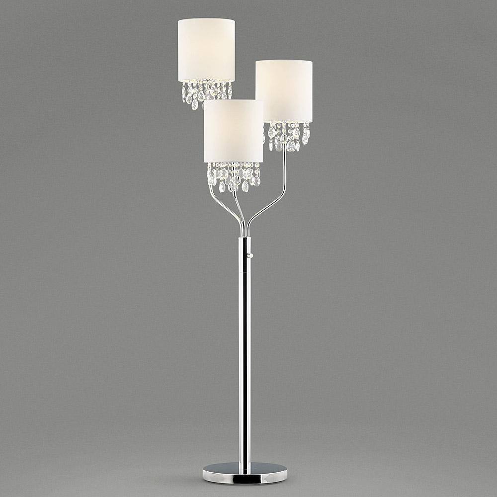 68" Adjustable White Crystal Pendant Floor Lamp