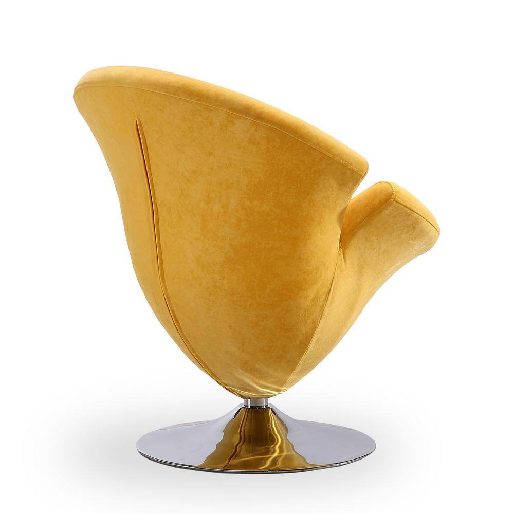 Blossom-Inspired Yellow Velvet Swivel Barrel Chair